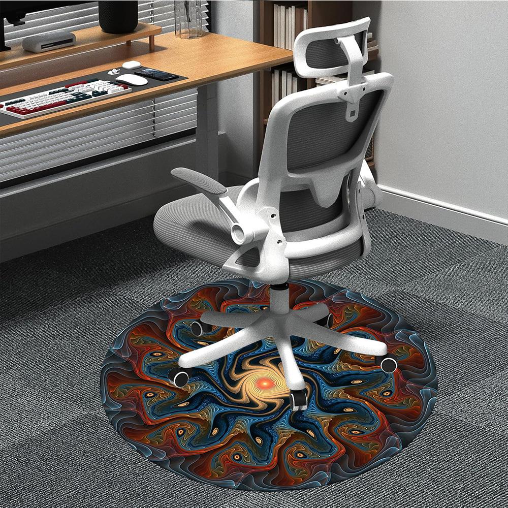 

1pc Abstract Swirl Design Chair Carpet for Office Non-Slip, Machine Washable Rug for Office, Room - Holiday Decor, Machine Made yy251016058 80cm by 80cm