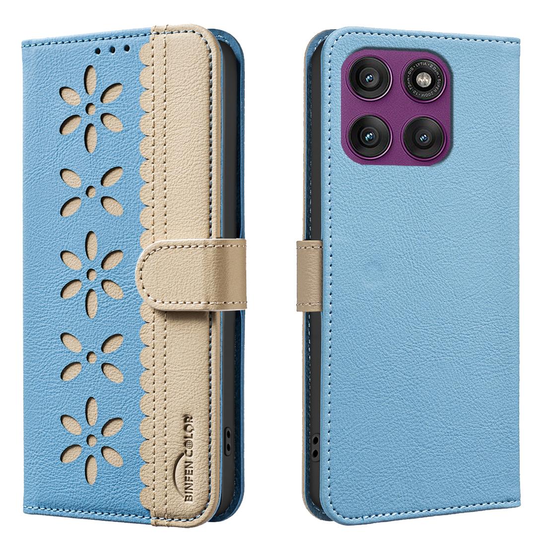 

Тисненый Чехол-книжка с красочными цветами для Motorola G56 G15 G75 G85 G55 G35 G45 G34 Edge 60 Pro 50 Fusion Милый чехол-сумка Motorola Moto G23 светло-синий