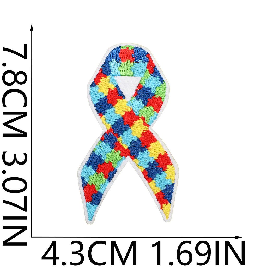 Färg pussel broderi tyg klistermärke liten dinosaurie dator broderi etikett tecknad sköldpadda autism kampanj patch klistermärke strykning