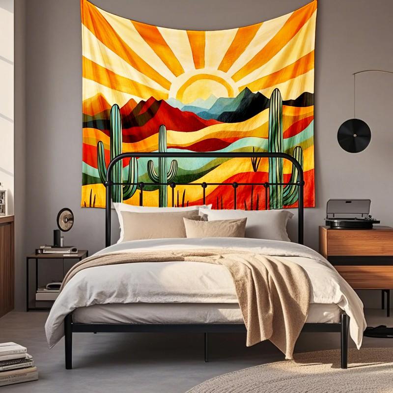 Boho Chic Wall Tapestry With Moon Phase Floral Starry Sky Design Bedroom Yoga Studio Decor