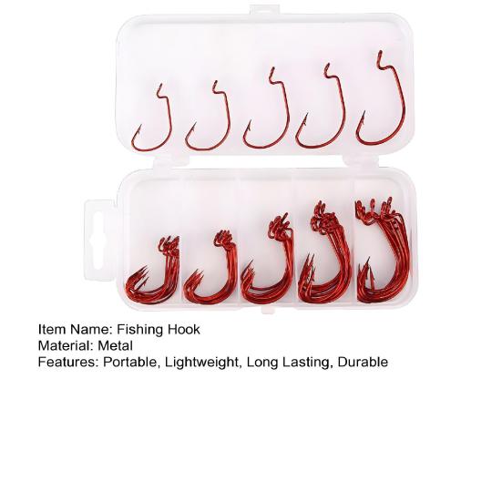 50Pcs Fishhook with Storage Box Rustproof Corrosion Resistant Easy to Use Barbed Carp Fishing Hook Outdoor Fishing Gear