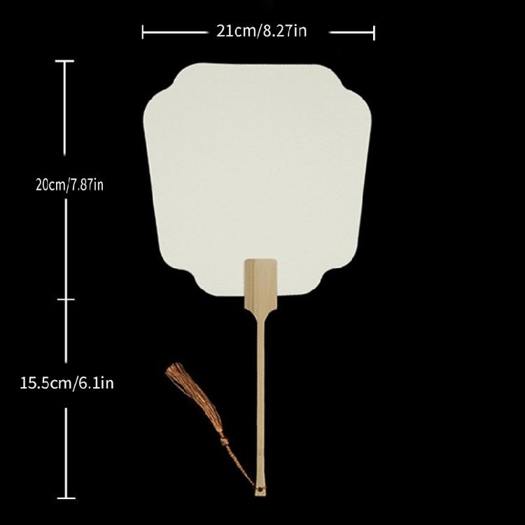 Chinese Rice Paper Fan White Round Fan with Tassels DIYs Blank Fan Decors