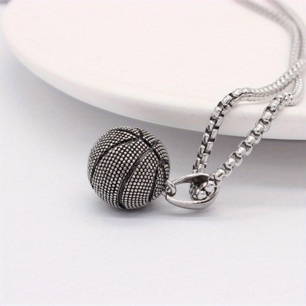 Basketball Shape Pendant Necklace, Sporty Accessory For Men