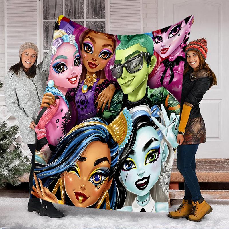 1pc Monster High (4) Theme Blanket - Digital Print, Polyester, Cozy for All Seasons, Perfect for Outdoor, Camping, and Travel