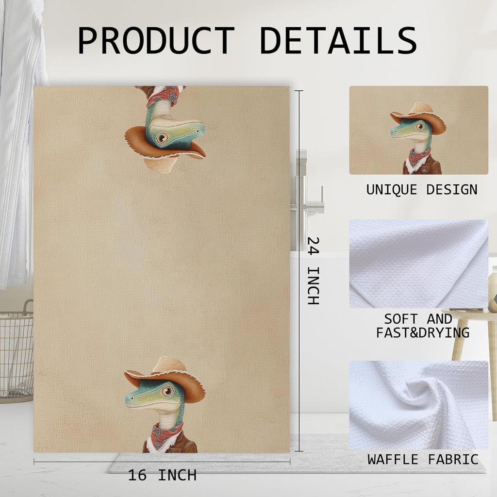 Cabana Bro Western Cowboy Crocodile Kitchen Towels, Gifts for Animal Lovers Women Decorative Hand Towels for Bathroom, Rustic Farmhouse Cowboy