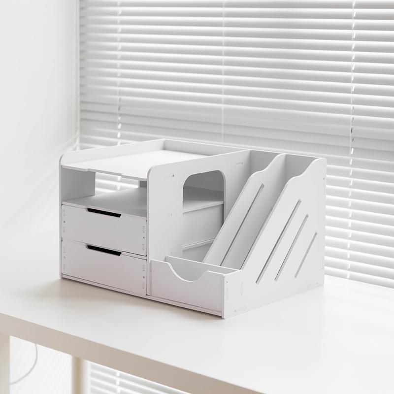 Desktop File Organizer with Storage Boxes and Book Stand
