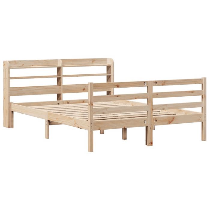 VidaXL Bed Frames with Headboard 140x200 Cm Solid Pine Wood, Bed, Bedroom Furniture, Wooden Bed, Bed 3306645