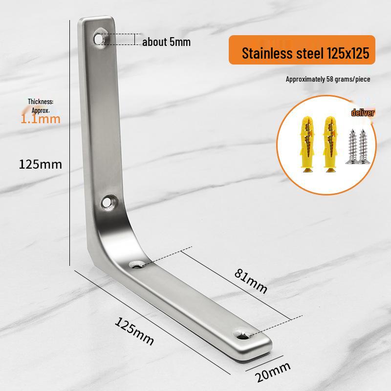 Stainless Steel Curved Wall-Mounted Triangular Shelf Bracket