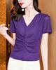 Trendy 2023 V-Neck Slim-Fit Pleated Summer T-Shirt