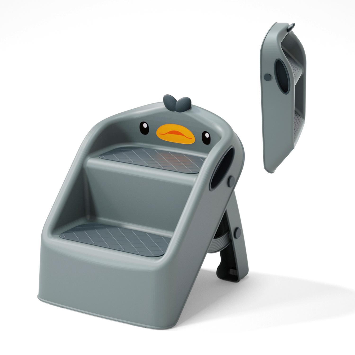 Children s Non-slip Folding Step Stool for Bathroom and Sink темно-серого
