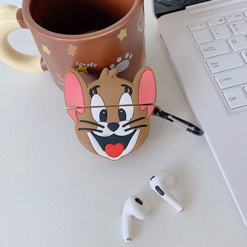 Earphone Case For Airpods 4 2 3 1 Pro 3 2 3D Cute Cartoon Tom and Jerry Wireless Bluetooth Headset Protective Soft Silicon Cover