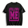 Trendy FOLLOW ME Diagonal Print Casual Crew Neck Short Sleeve Top Pure Cotton T-shirt