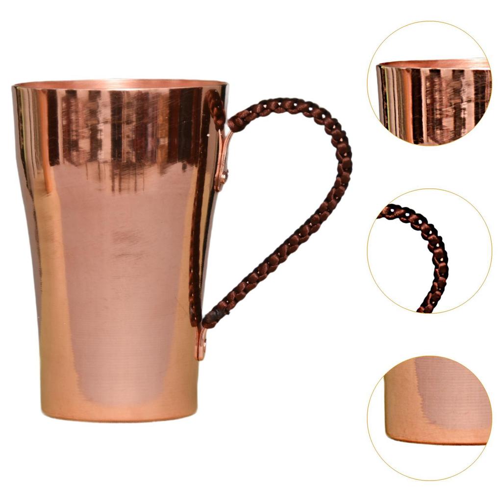Moscow Mules Cup 400ml Copper Tea Cup Easy Clean Water Mug Portable Pure Copper Cup for Beverage Coffee Shop Hosuehold Bar Party