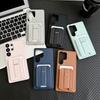 Magnetic Business Solid Color Phone Case For Samsung S26 Ultra S25 Plus S24 A36 A17 Shockproof Rotating Shaft Card holder Cover