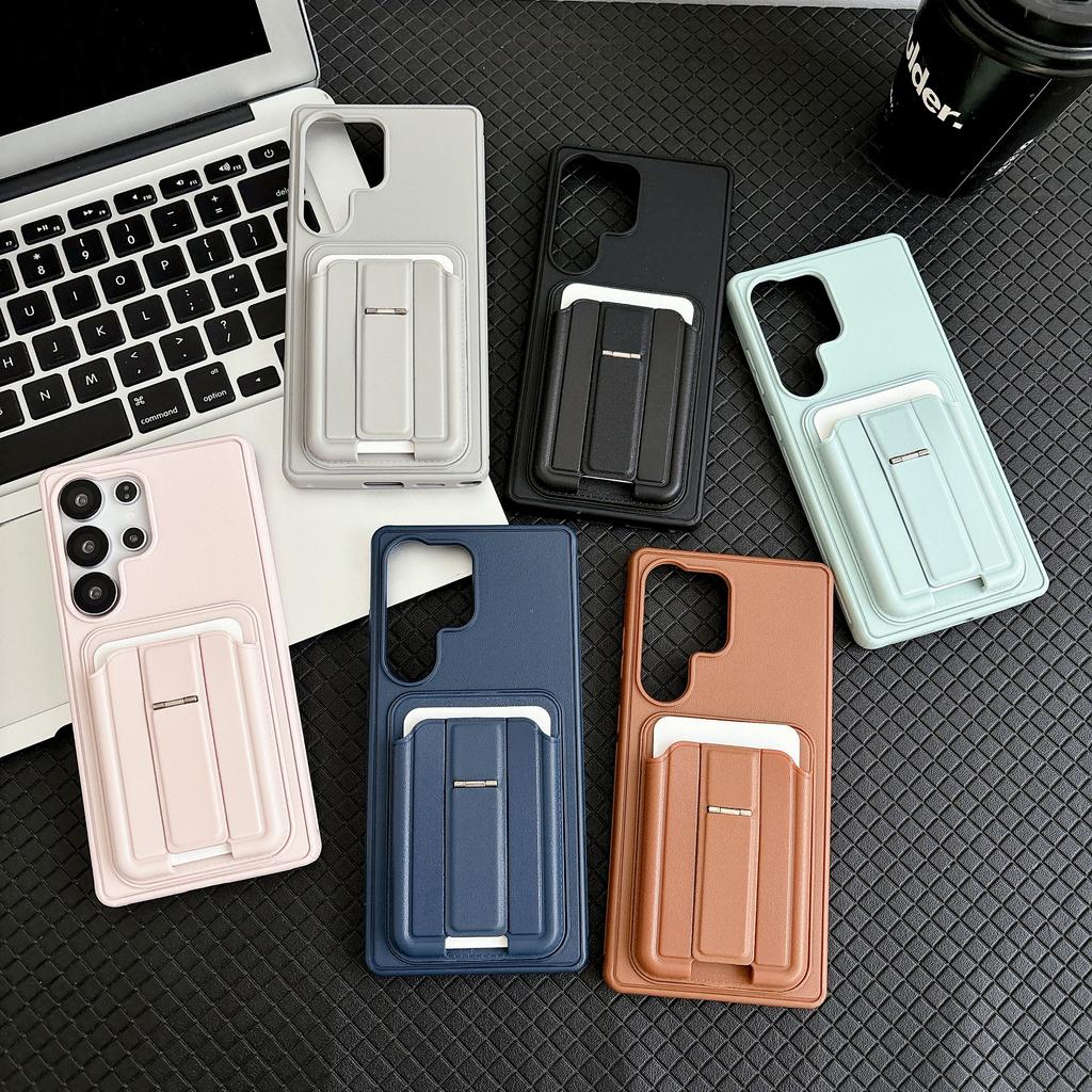 Magnetic Business Solid Color Phone Case For Samsung S26 Ultra S25 Plus S24 A36 A17 Shockproof Rotating Shaft Card holder Cover