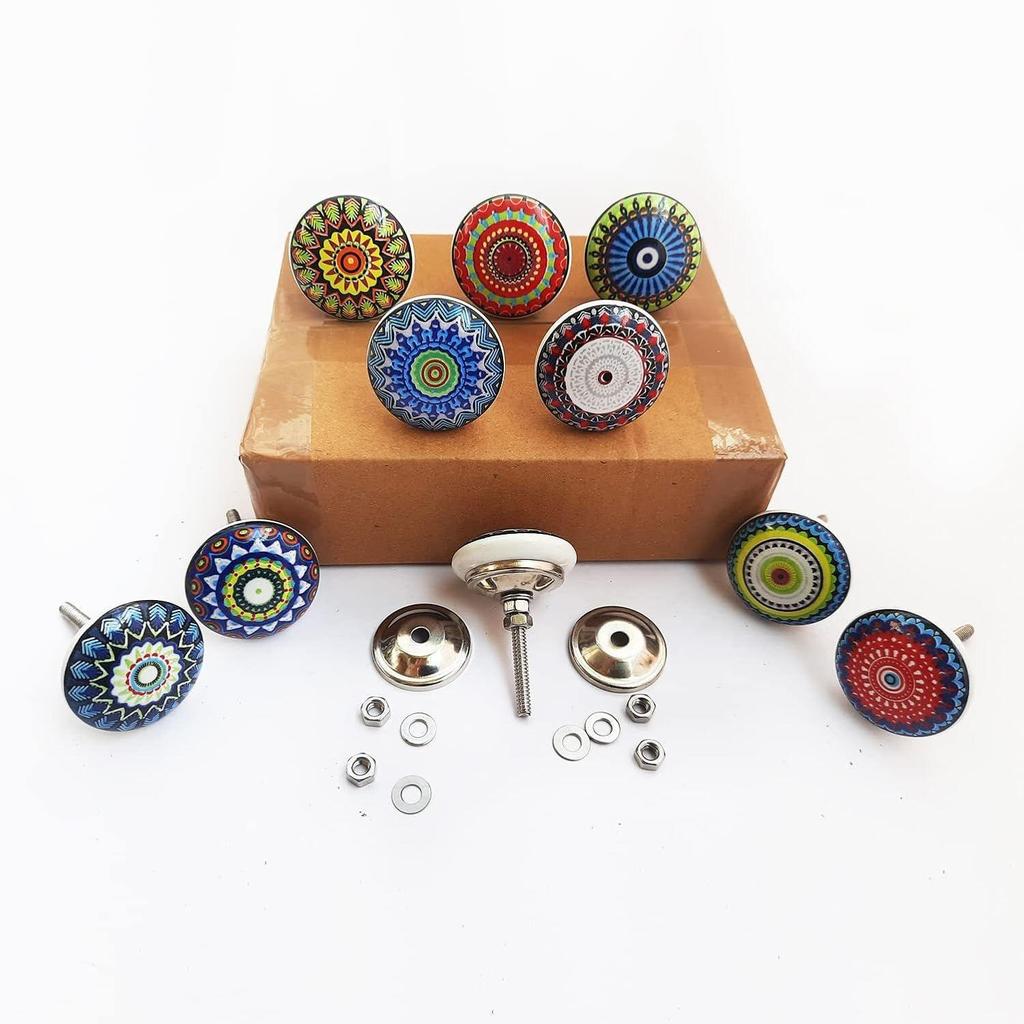 Vintage Ceramic Pull Knobs for Kitchen Cabinet, Door & Drawer, Wardrobe, Cupboard (Set of 10)