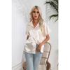 JPNTKY Women's Fashion Casual Solid Color Print POLO Neck Long Sleeve Blouses & Shirts
