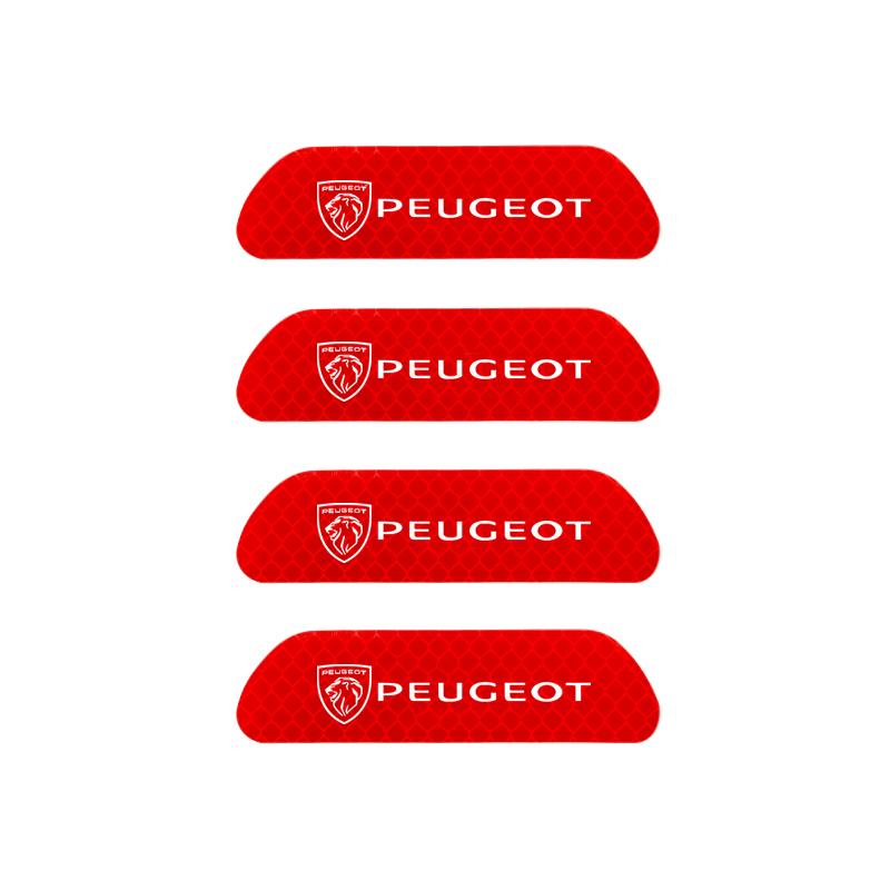 4PCS Car Door Sticker Safety Warning Reflective Mark For Peugeot 408 4008 308 3008 Rifter 5008 508 2008 208 301 RCZ 106 107 205