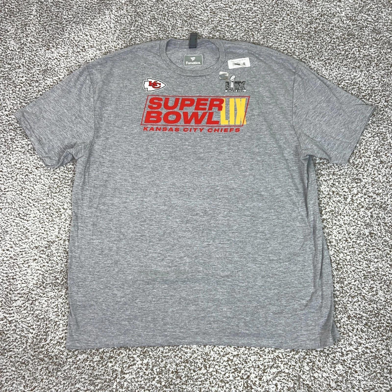 Kansas City Chiefs Shirt Mens 3XL Gray NFL Football Super Bowl LIX Roster Tee S
