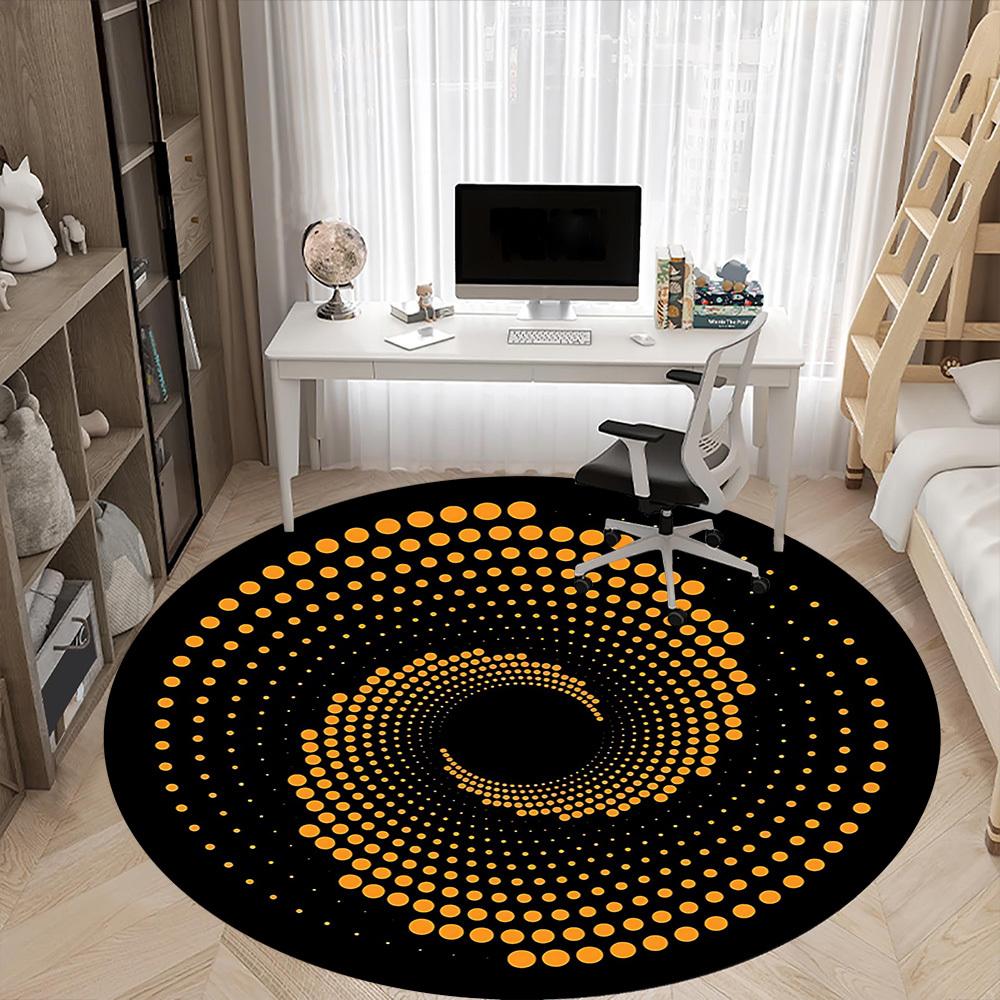 1pc Vortex Dots Office Round Area Rug, Indoor Mat Suitable For Office, Under Office Chairs Bedroom Living Room Home Decor, Room Deco