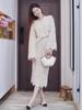 2023 Autumn Gentle Style Lace Shirt & Midi Skirt Set for Women