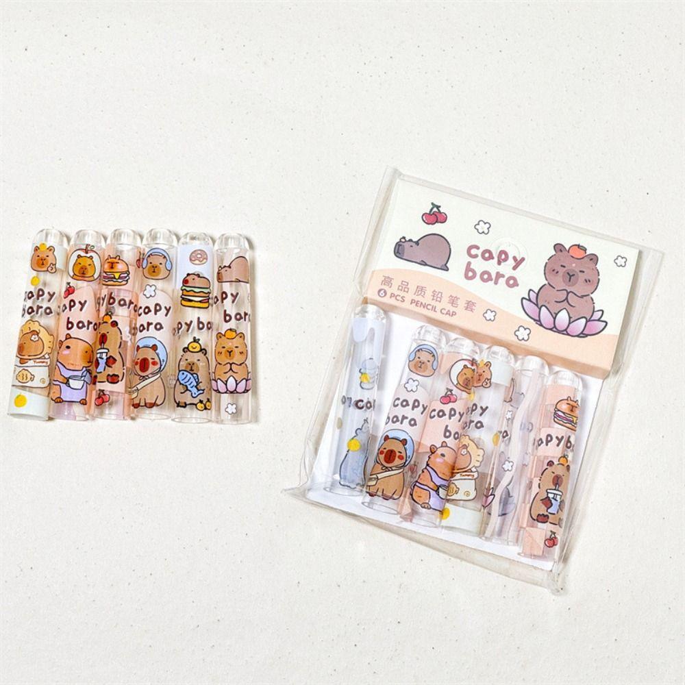 6PCS Cute Pencil Topper Covers Non Toxic Pencil Extender Capybars Pencil Cap  Children