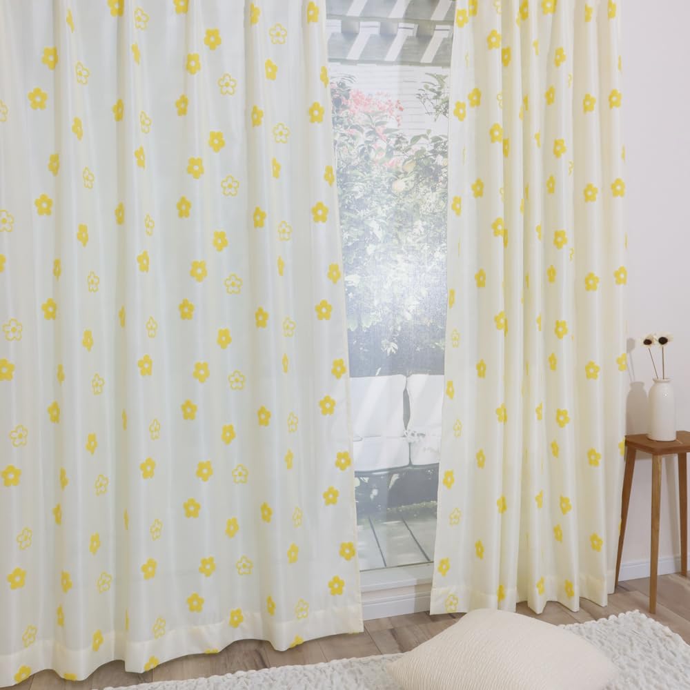 

Kaei Lace Кружевной набор из кружева, сделанный по размеру, цветочный, УФ-защита, день и ночь, преступление, идеально подходит для желтых штор шириной 100 см x 78 см, 2, Япония, 144, принт, плотный,