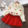 Baby Girls Clothes Set Autumn Winter Cartoon Grape Clothing Set New Kids Knitted Sweet Outfit Children Clothes Suit