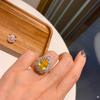 Jewelry Simulation Pink Diamond, Yellow Diamond Retro Square Ring Yao Set With Diamond Water Drop Ring 10 * 14