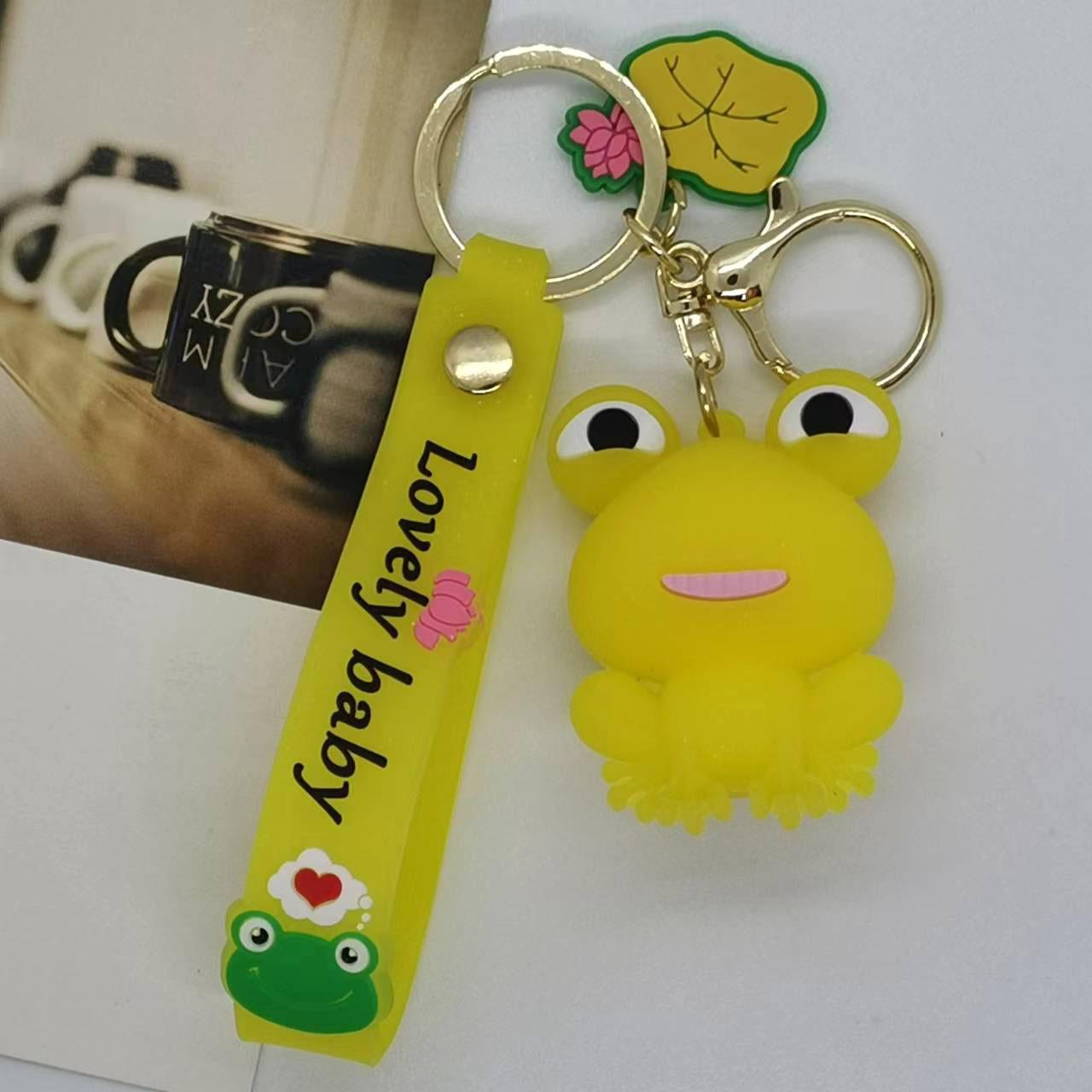 Cute Cartoon Frog Plush Keychain Couple Bag Car Pendant Creative Accessory Gift opp жёлтый