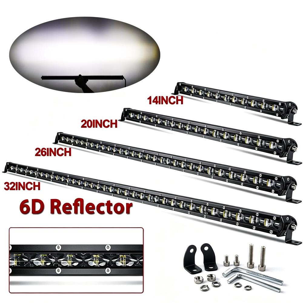 Single Row LED Light Bar 12/20/32 Inch Spot/Flood Combo Beam New IP68 Waterproof 6500K Color Led Work Lights Driving Lamp for Car ATV Truck Neon