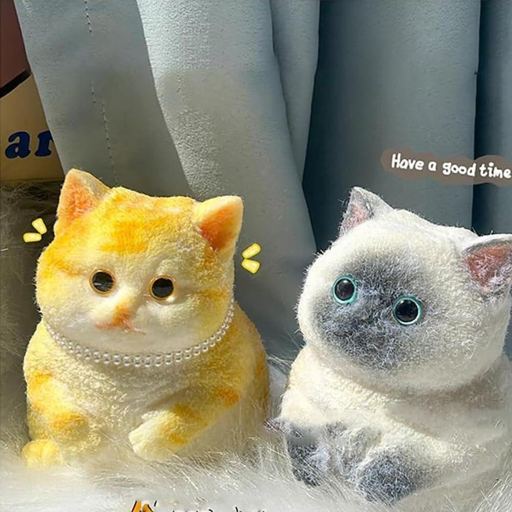 With Flocking Surface Stress Relief Toy Silicone Cat Pinching Toy  Birthday Gift
