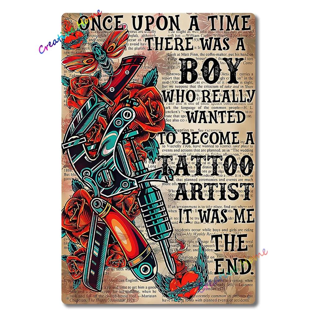 Vintage Poster Tattoo Studio Name Of Company Tin Sign Metal Plaque Shop Bar Pub Coffee Shop Wall Decoration Vintage Metal Plate