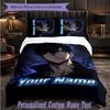 Personalized 3Pcs Bedding SetSolo Leveling Custom Text Duvet Cover Pillowcase Set Bedroom Gift
