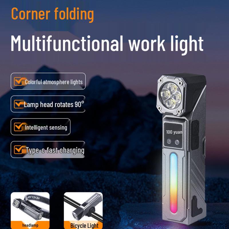 Ultra Bright Mini Headlamp: Colorful Light, Strong Magnetic Base, Digital Display, Multi-functional, Long Battery Life