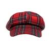 [Withmoons] Casquette Newsboy Hat Beret Baker Boy Hat Gingham Check HM31178 (Red)