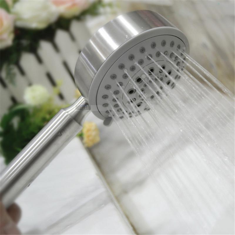 Bathroom Brushed Water-saving Hand Shower Head Stainless Steel 5 Function Hand-held Shower Head Bathroom Shower Accessories