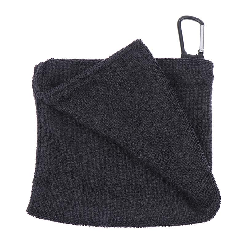 

Квадратное полотенце из микрофибры для чистки мячей для гольфа с карабином, впитывающее воду, чистое полотенце для протирки головы и клюшек для гольфа чёрный