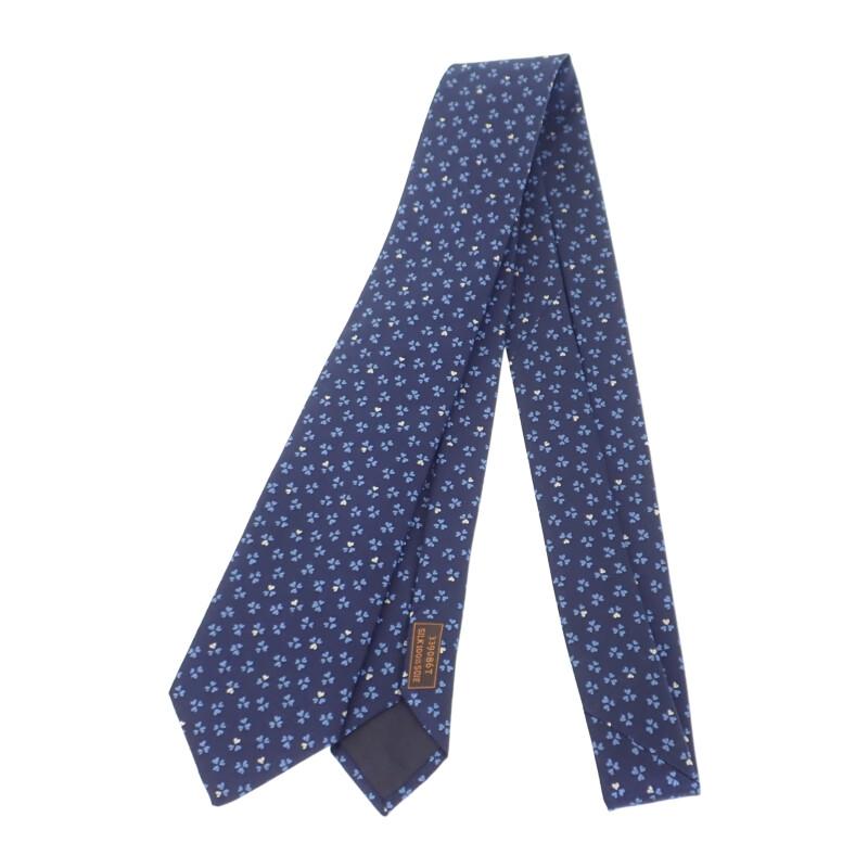 

HERMES H339086T02 галстук Темно-синий/Клевер шелк мужской