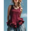Spring Summer New Women's Casual Fashion Sleeveless Ruffled Hem Top, European American Style for Crossborder Outfit