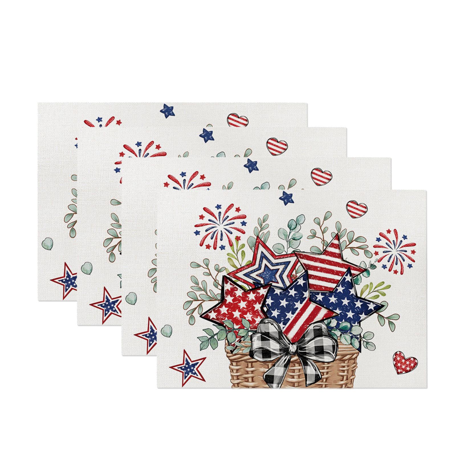 

Waterproof Linen Blend Placemats Set of 4 Sunflower Flag Print Heat Resistant Table Mats for Dining Table 32x21cm Home Decor One Size