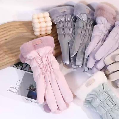Gloves Winter Ladies Warm Cute Touch Screen Riding Electric Car Cold Plus Velvet Thickened Windproof Cotton Gloves