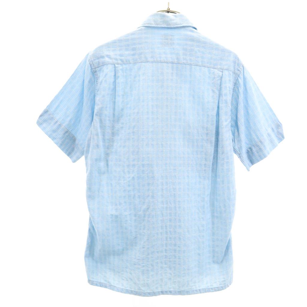B.V.D 60s Vintage Check Pattern Short Sleeve Cotton Shirt S Light Blue Men's Used