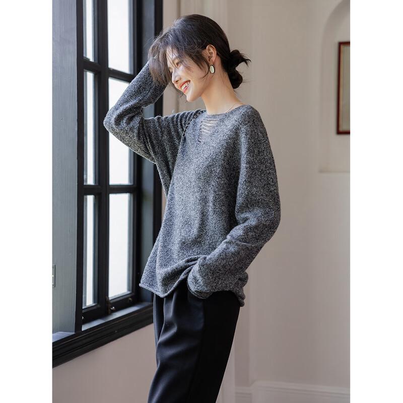 Mokana Women's V-Neck Long Sleeve Wool Sweater