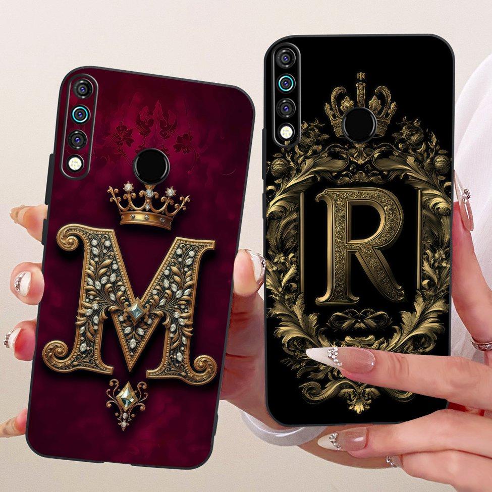 For Tecno Camon 12 CC7S Cover For Techno Camon 12 Case Silicone Luxury Crown A-Z Letters 2D Flat Pattern Soft Phone Casing
