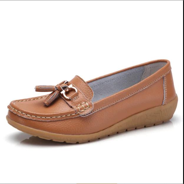  Fashion Women's Flats Ballet Shoes Cut Out Leather Breathable Moccasins Woman Boat Shoes Ballerina Ladies Casual Shoe