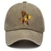 Gorilla Holding Beer And Taco Baseball Cap Denim Washed Adjustable Outdoor Sports Cap Unisex