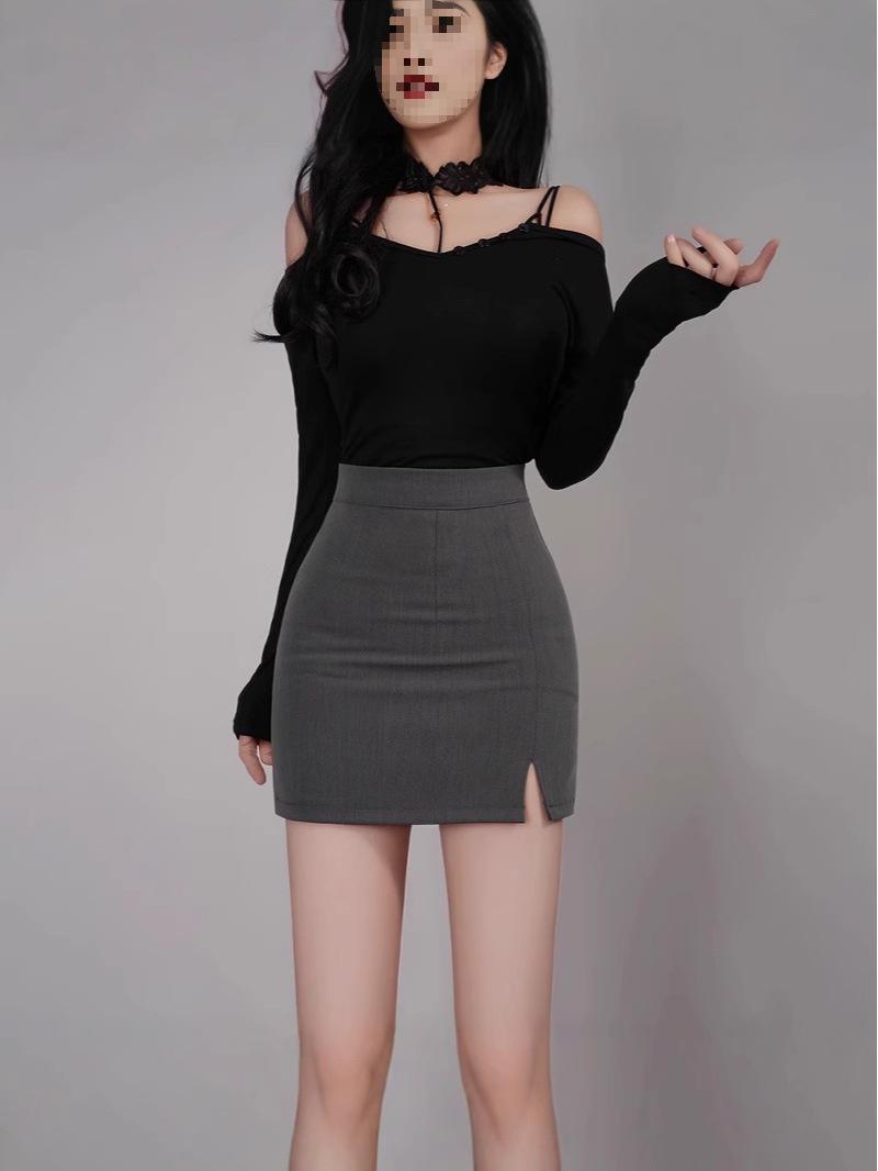 

Women s Black High-Waist Bodycon Slit Midi Skirt XS