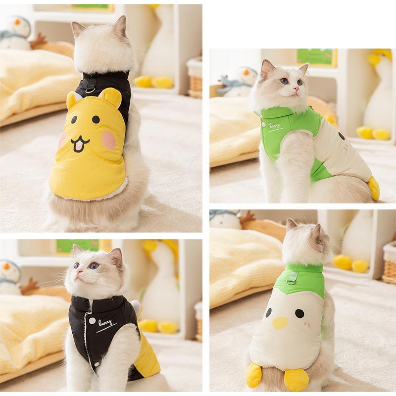 Cute Splicing Quilting Cotton Vest Cat Autumn and Winter Warm Into Cat Kitten Small Dog Cotton Coat Pet Cat Clothes