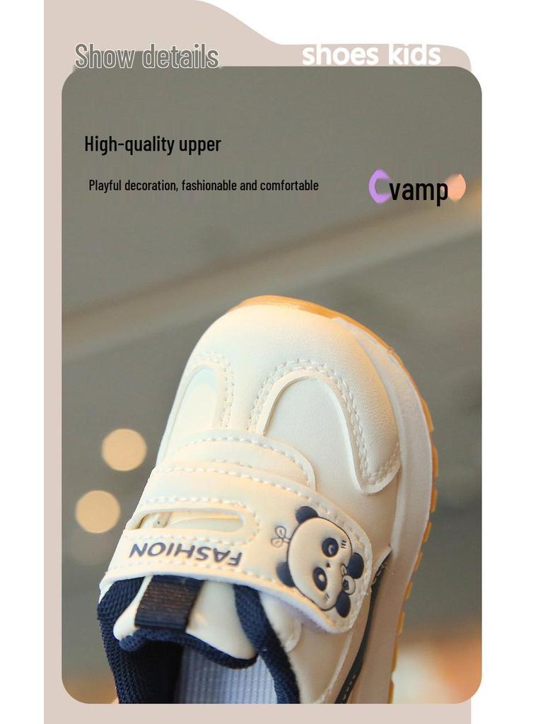 Buty dla malucha na rzepy z blokami kolorów i antypoślizgową podeszwą - Miękka podeszwa z kreskówkowym wzorem dla chłopców i dziewczynek